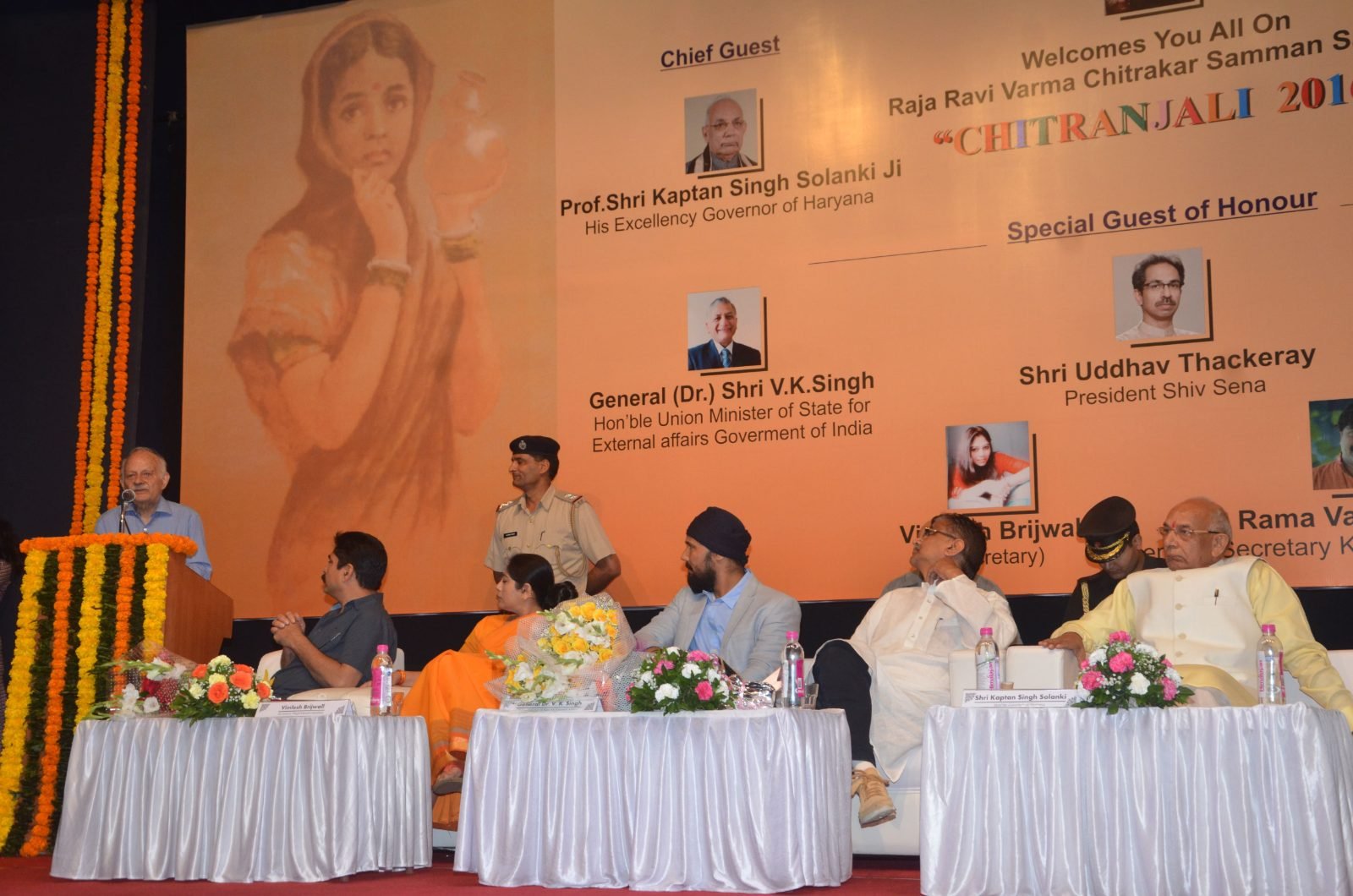 An address under way at Chitranjali 2016, seen from the side of the hall
