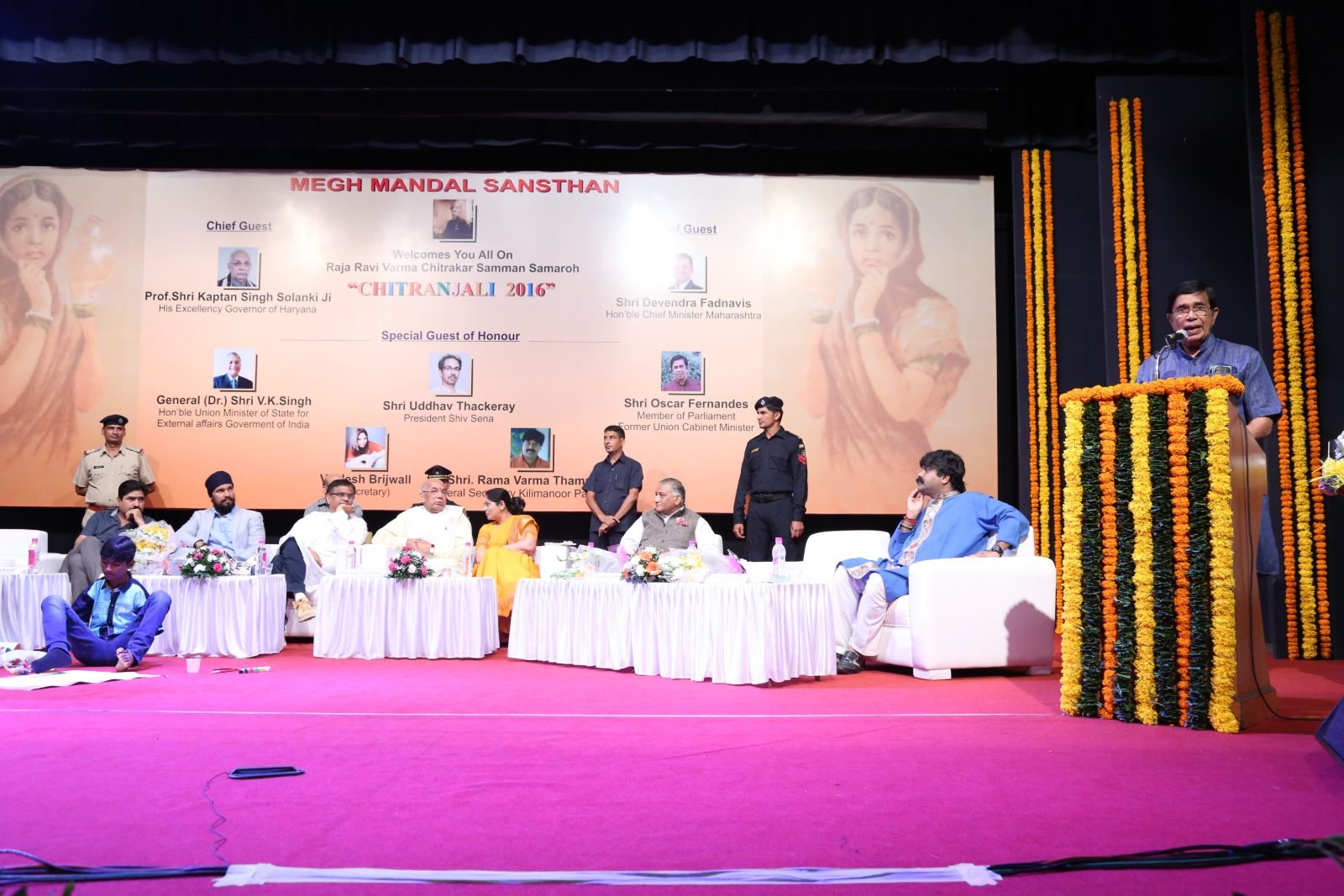 Guests of honour seated on the dais at Chitranjali 2016