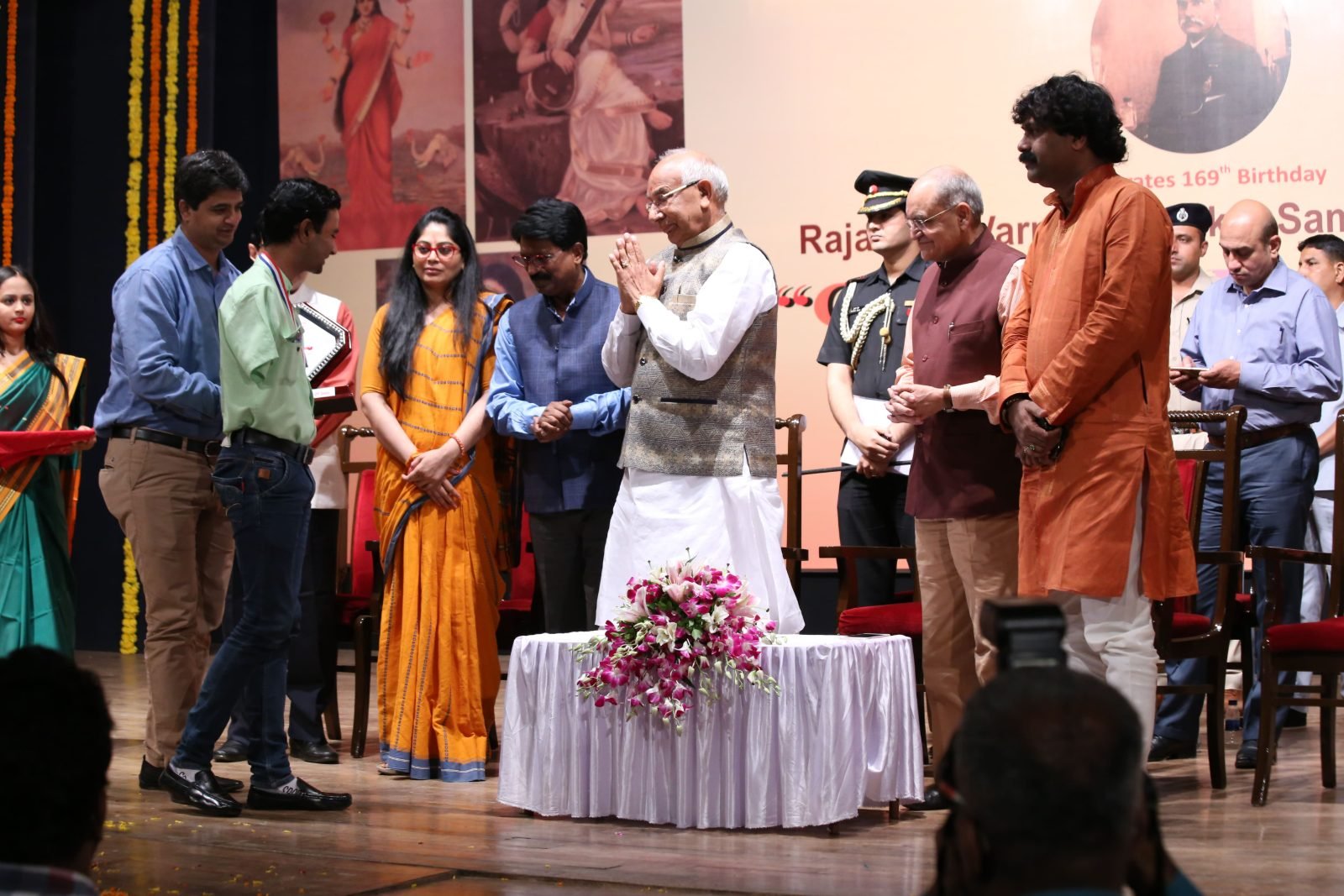 Awardees waiting in line on stage at Chitranjali 2017