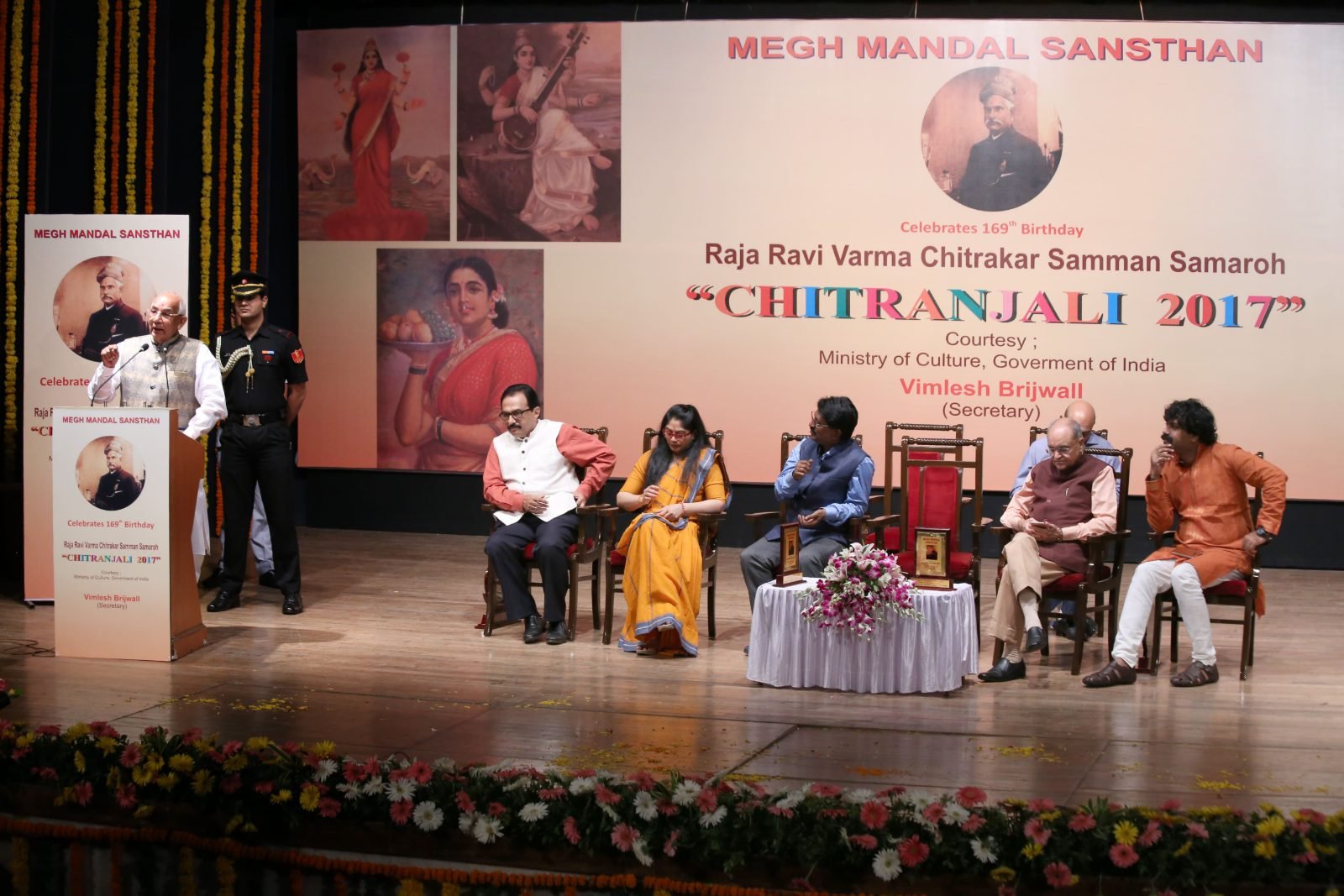 The address in progress with guests seated on stage at Chitranjali 2017