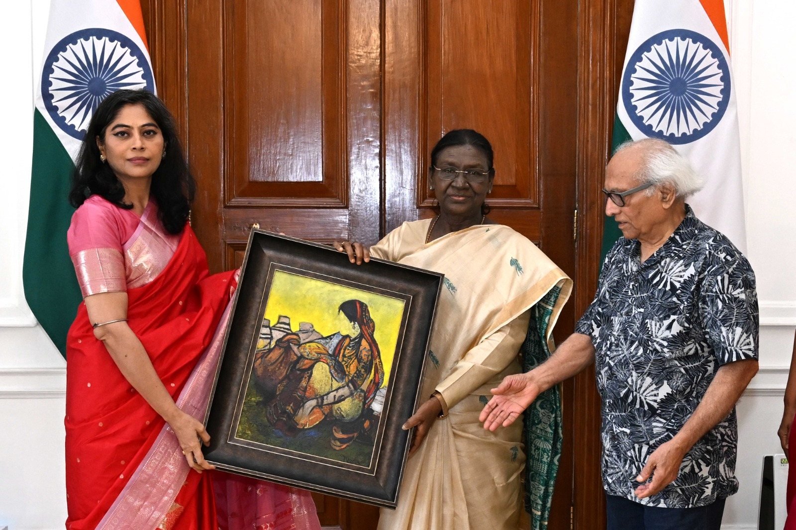 A painting presented to the President of India, with the artist present, at Rashtrapati Bhavan